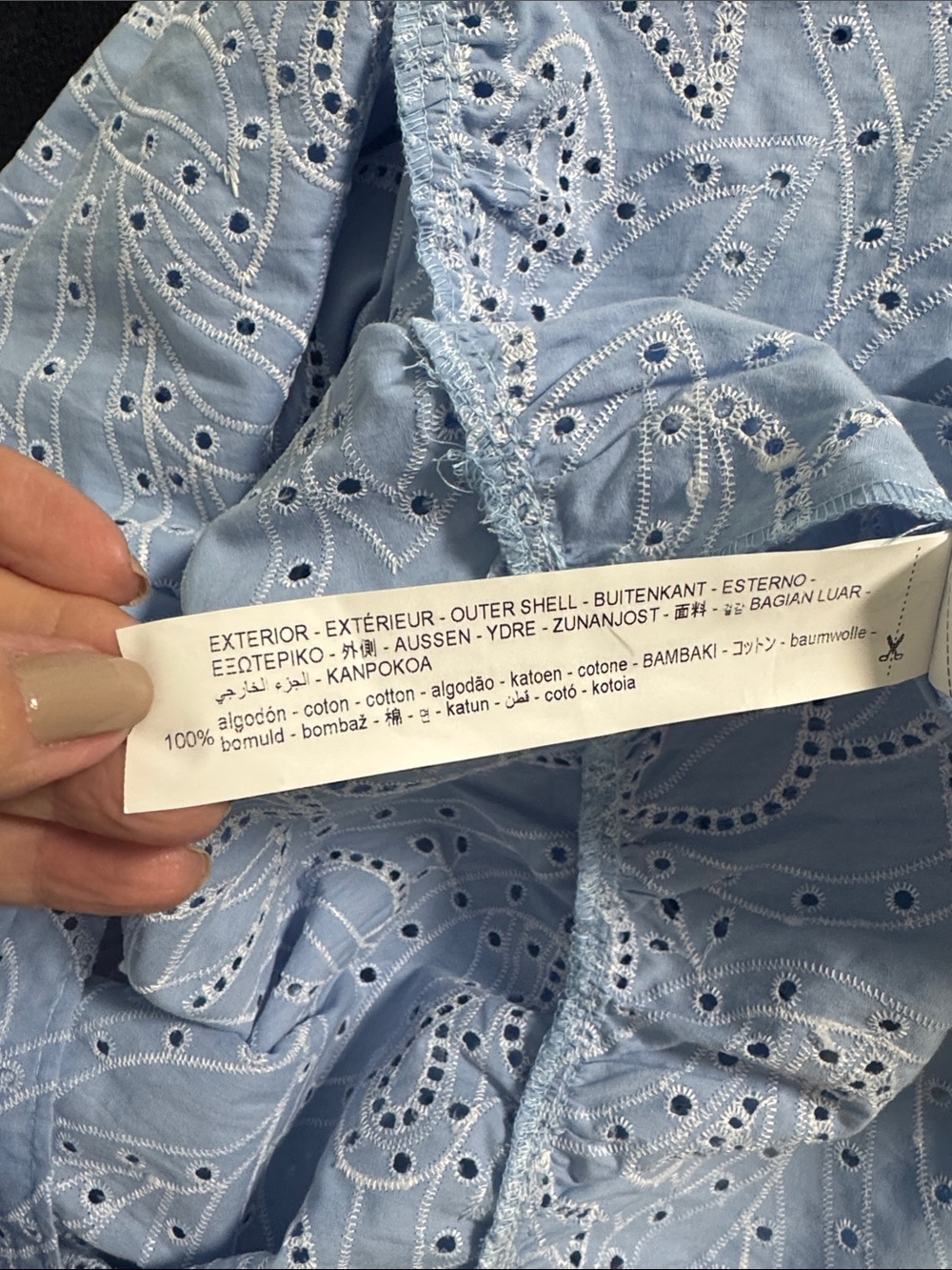 Light Blue Eyelet Tiered Midi Dress - Picture 10 of 12